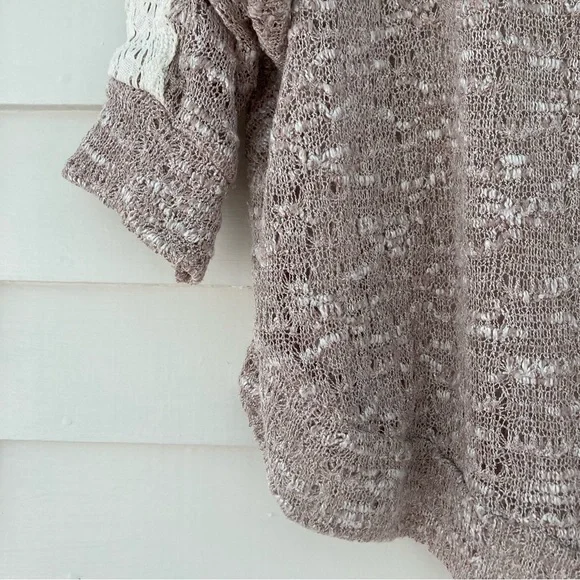 Anthropologie | Meadow Rue Taupe and Cream Lace Detail Sweater Size Small - Picture 6 of 11